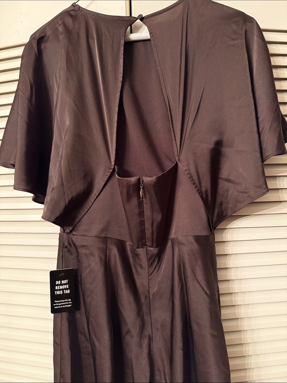 Express Chocolate Brown Midi Dress with Flutter Sleeves - Picture 6 of 8